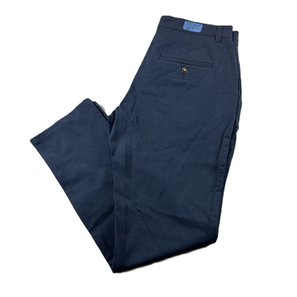 Mugsy Morgans Chinos Mens 33x30 Navy Blue Stretch Flat Front Pants
